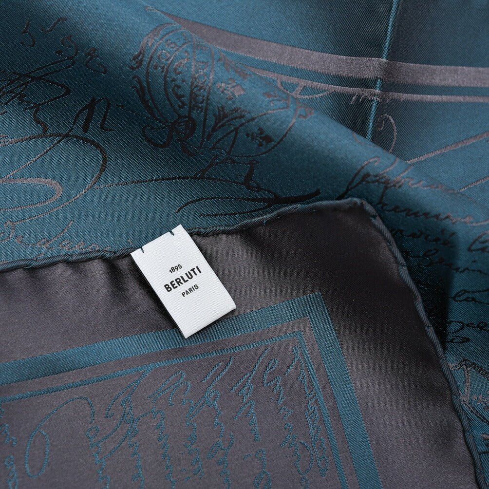 BERLUTI マルベリーシルク100% スクリット柄ポケットチーフ｜421396｜GUARDAROBA MILANO OFFICIAL STORE