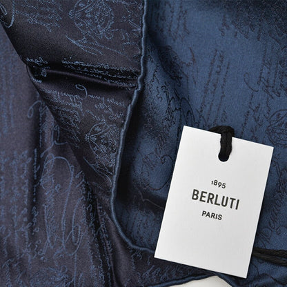 BERLUTI シルク100% スクリット柄ポケットチーフ｜421398｜GUARDAROBA MILANO OFFICIAL STORE