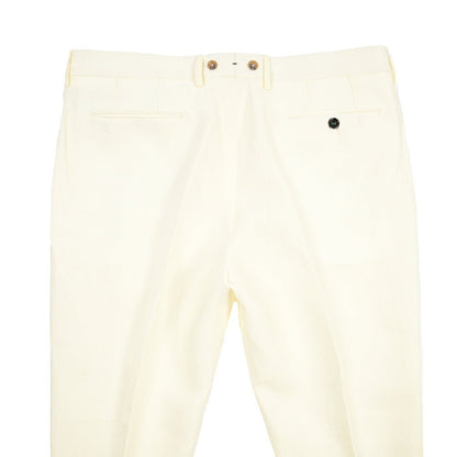 BERWICH “BARBER” リネン100% ツータックスラックス オフホワイト(oyster) 52 | GUARDAROBA MILANO OFFICIAL STORE