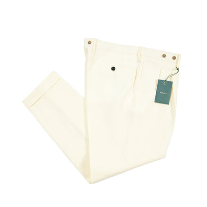 BERWICH “BARBER” リネン100% ツータックスラックス オフホワイト(oyster) 52 | GUARDAROBA MILANO OFFICIAL STORE