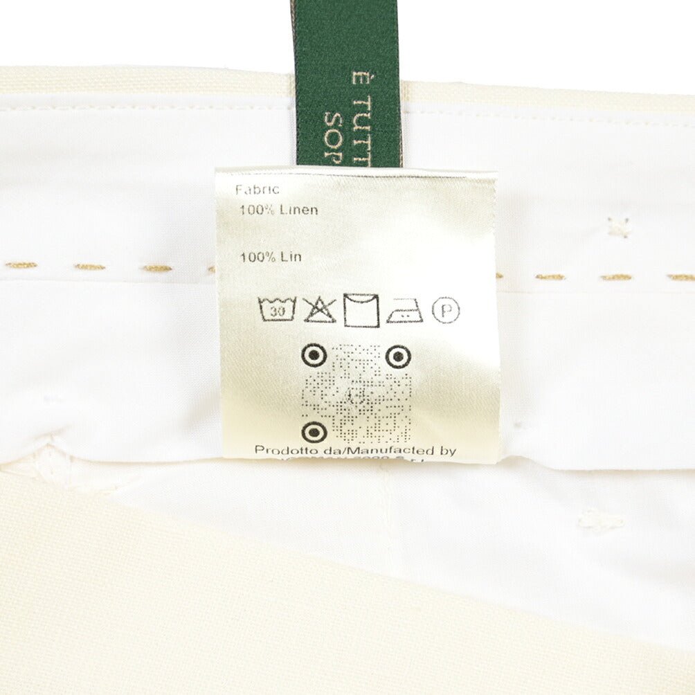 BERWICH “BARBER” リネン100% ツータックスラックス オフホワイト(oyster) 52 | GUARDAROBA MILANO OFFICIAL STORE
