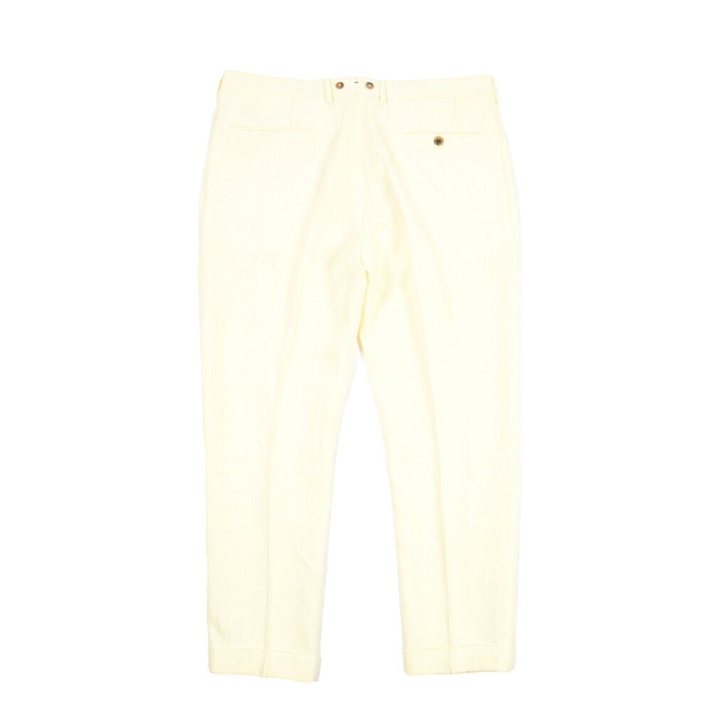 BERWICH “BARBER” リネン100% ツータックスラックス イエロー(oyster) 54 | GUARDAROBA MILANO OFFICIAL STORE