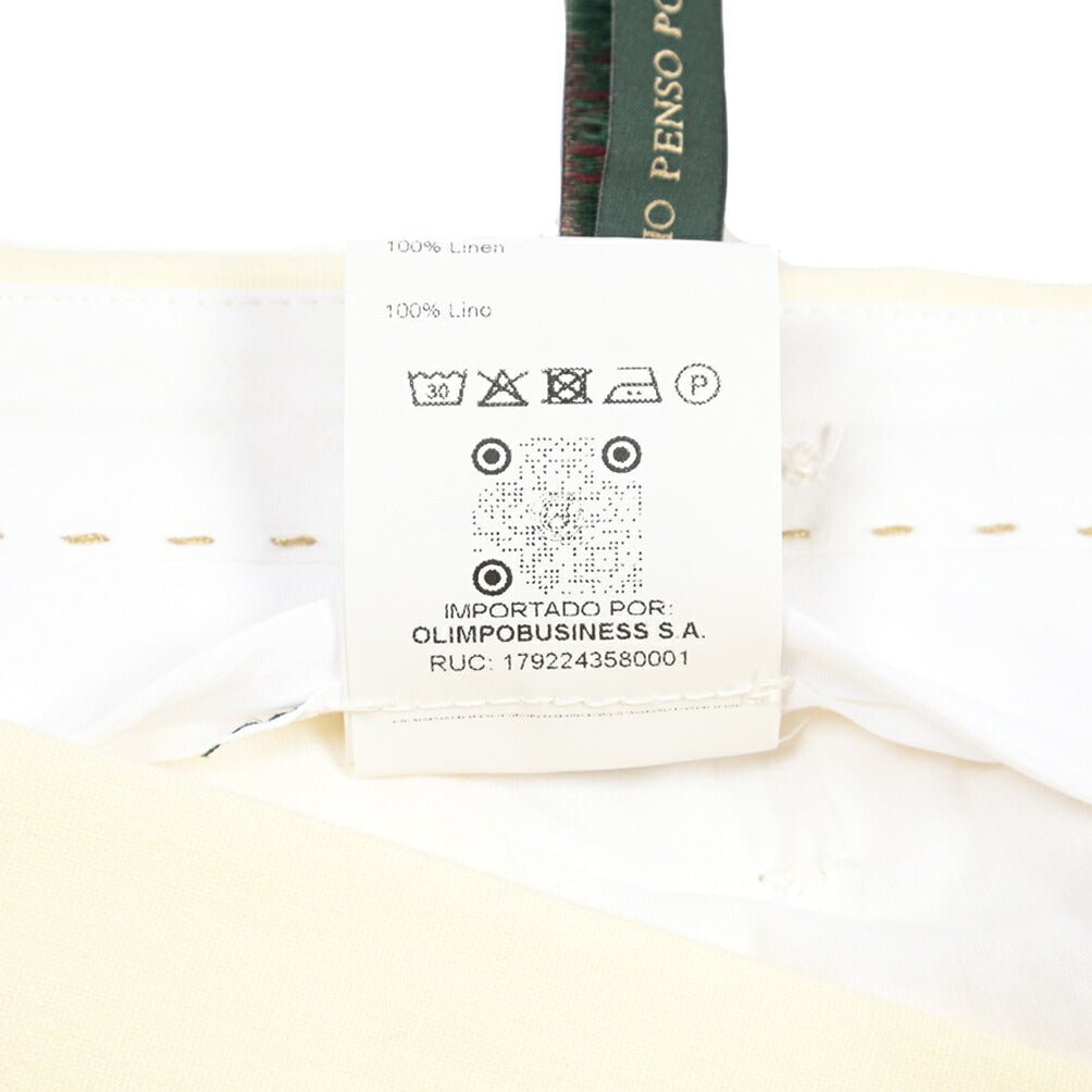 BERWICH “BARBER” リネン100% ツータックスラックス イエロー(oyster) 54 | GUARDAROBA MILANO OFFICIAL STORE