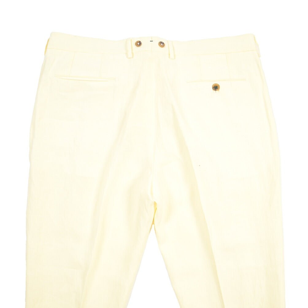 BERWICH “BARBER” リネン100% ツータックスラックス イエロー(oyster) 54 | GUARDAROBA MILANO OFFICIAL STORE