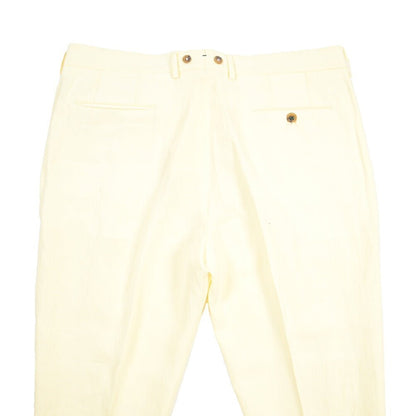 BERWICH “BARBER” リネン100% ツータックスラックス イエロー(oyster) 54 | GUARDAROBA MILANO OFFICIAL STORE