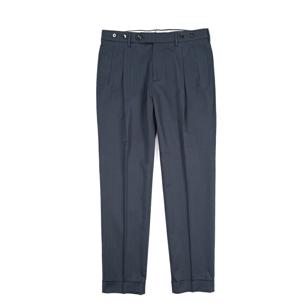 BERWICH “BARBER” コットン100% ツータックチノパンツ(ソラーロ) ネイビー(navy) 46 | GUARDAROBA MILANO OFFICIAL STORE