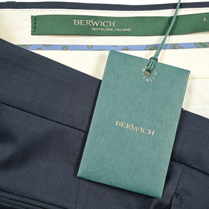 BERWICH “BARBER” コットン100% ツータックチノパンツ(ソラーロ) ネイビー(navy) 46 | GUARDAROBA MILANO OFFICIAL STORE