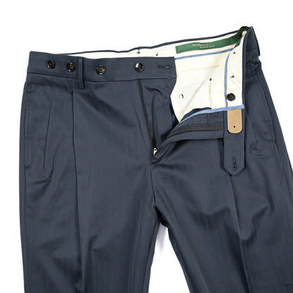 BERWICH “BARBER” コットン100% ツータックチノパンツ(ソラーロ) ネイビー(navy) 46 | GUARDAROBA MILANO OFFICIAL STORE