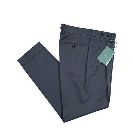 BERWICH “BARBER” コットン100% ツータックチノパンツ(ソラーロ) ネイビー(navy) 46 | GUARDAROBA MILANO OFFICIAL STORE