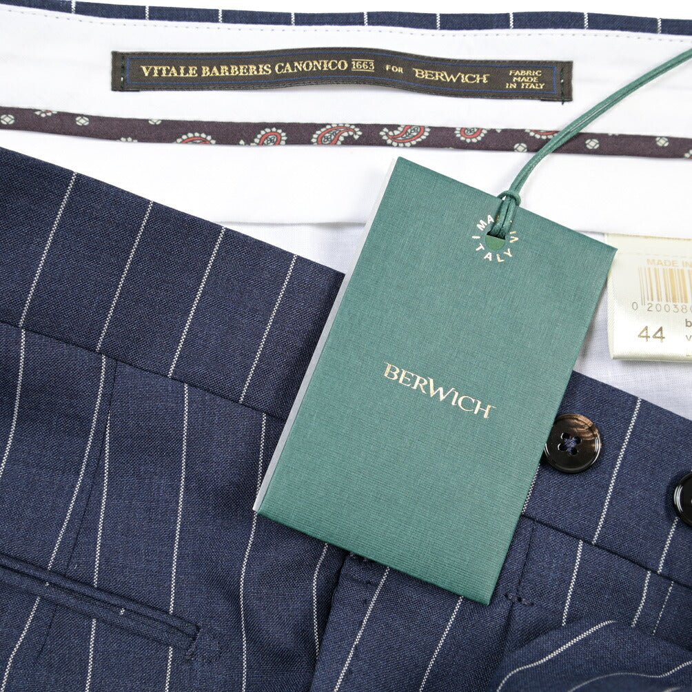 BERWICH “BARBER” ウール100% ツータックスラックス / CANONICO製生地 ネイビー(blue) 44 | GUARDAROBA MILANO OFFICIAL STORE