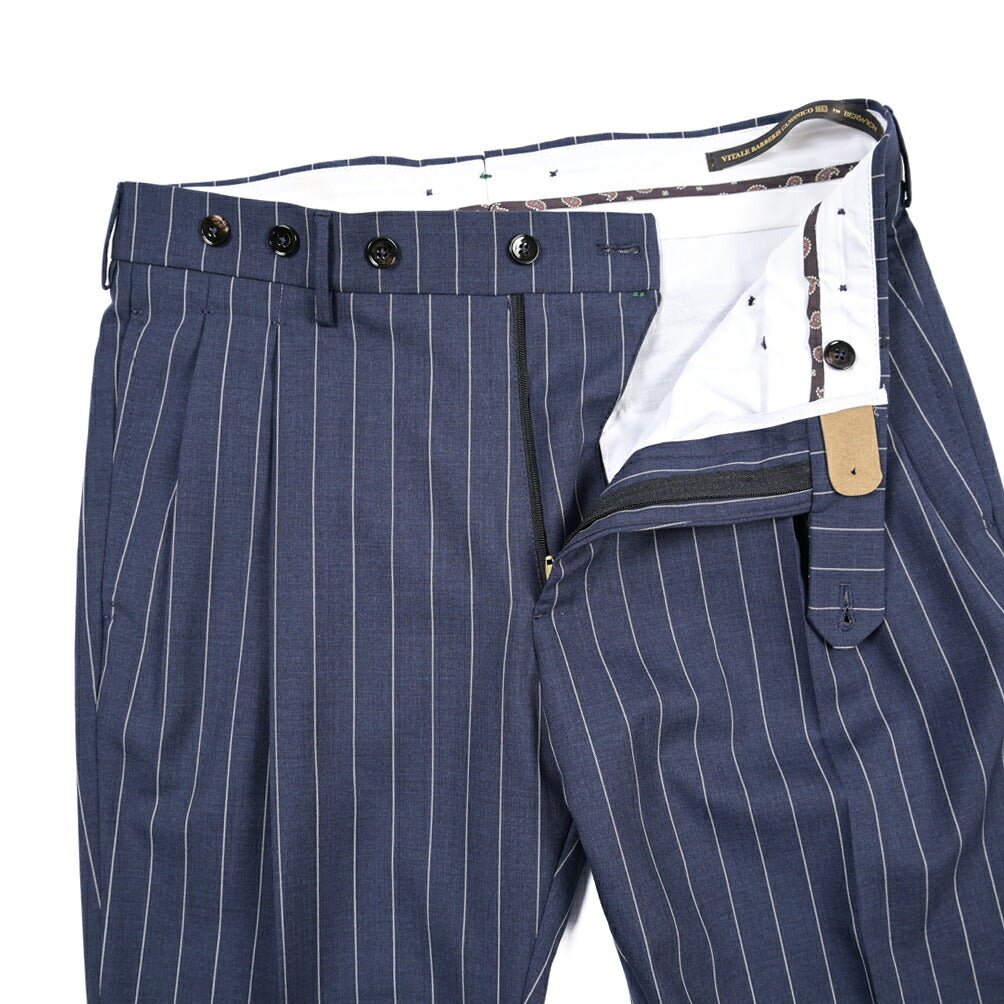 BERWICH “BARBER” ウール100% ツータックスラックス / CANONICO製生地 ネイビー(blue) 44 | GUARDAROBA MILANO OFFICIAL STORE
