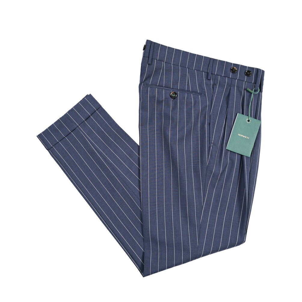 BERWICH “BARBER” ウール100% ツータックスラックス / CANONICO製生地 ネイビー(blue) 44 | GUARDAROBA MILANO OFFICIAL STORE