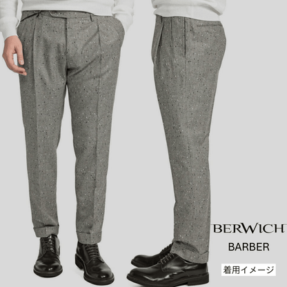 BERWICH BARBER ストレッチコットン シアサッカーツータックスラックス｜422245 - 46｜GUARDAROBA MILANO OFFICIAL STORE