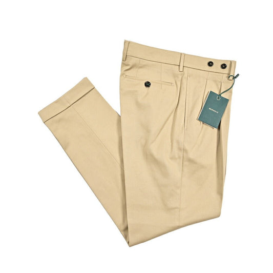 BERWICH “BARBER” ストレッチコットン ツータックパンツ ベージュ(beige) 44 | GUARDAROBA MILANO OFFICIAL STORE