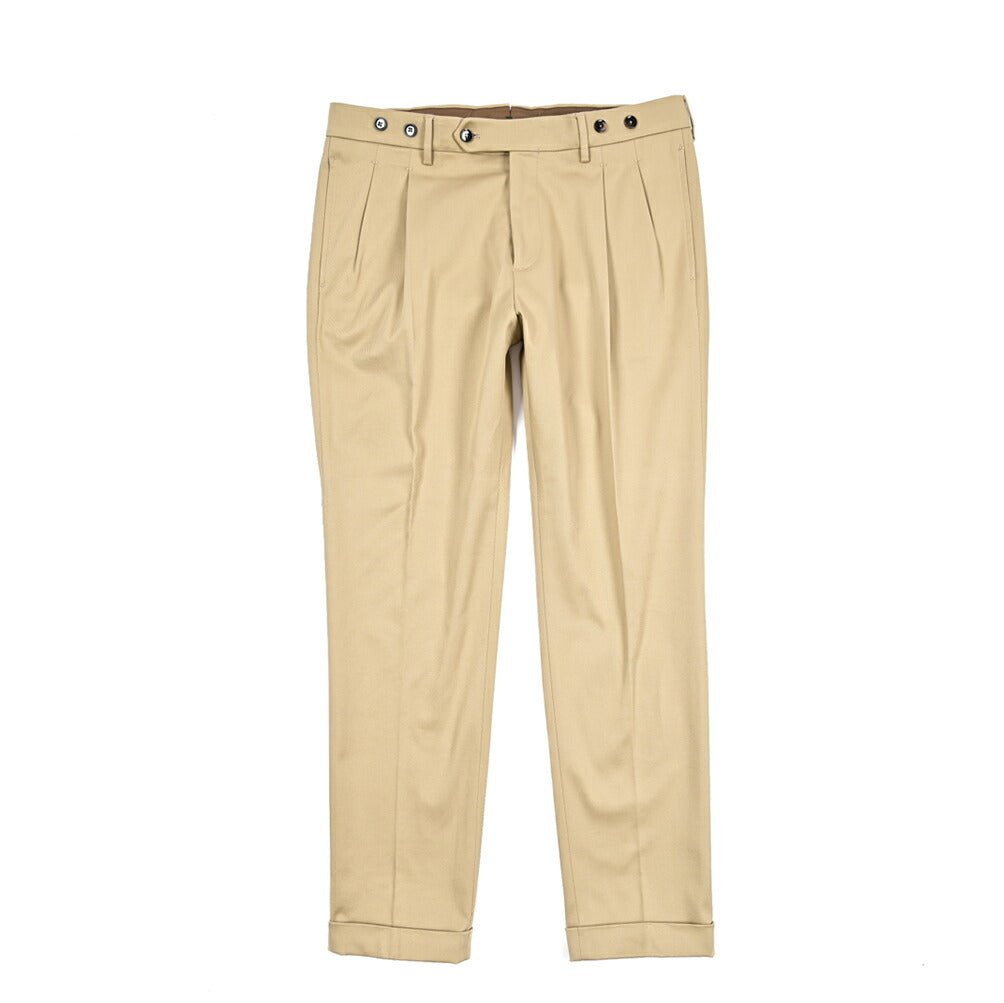 BERWICH “BARBER” ストレッチコットン ツータックパンツ ベージュ(beige) 44 | GUARDAROBA MILANO OFFICIAL STORE