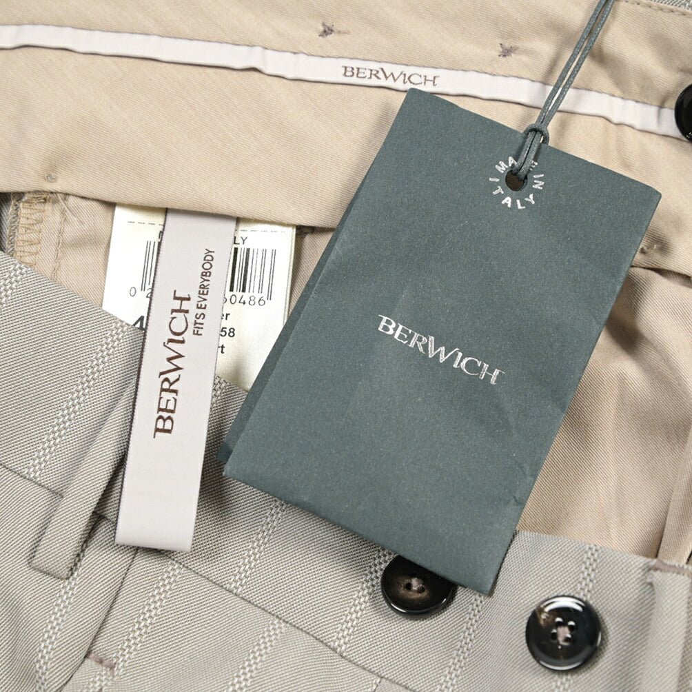 BERWICH “BARBER” ツータックウールスラックス グレージュ(desert) 46 | GUARDAROBA MILANO OFFICIAL STORE