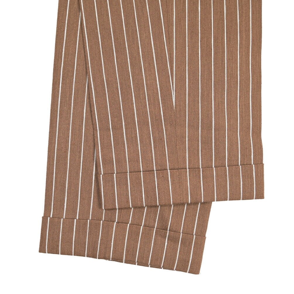 BERWICH “BARBER” リヨセル混リネン ツータックスラックス ブラウン(brown) 52 | GUARDAROBA MILANO OFFICIAL STORE