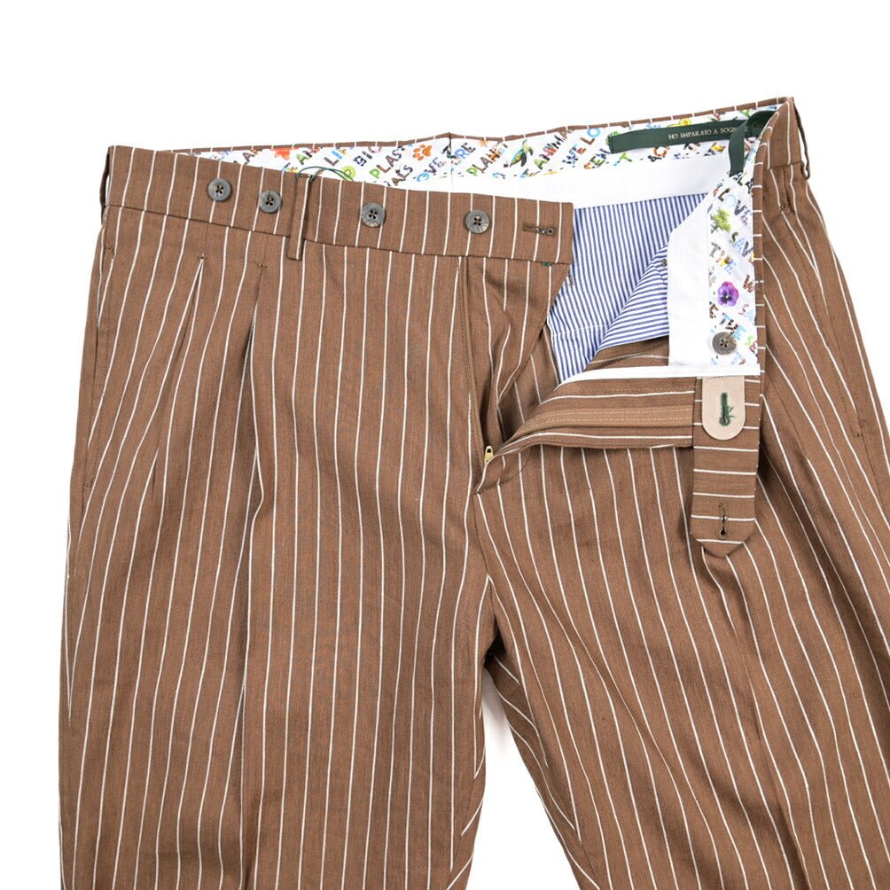 BERWICH “BARBER” リヨセル混リネン ツータックスラックス ブラウン(brown) 52 | GUARDAROBA MILANO OFFICIAL STORE