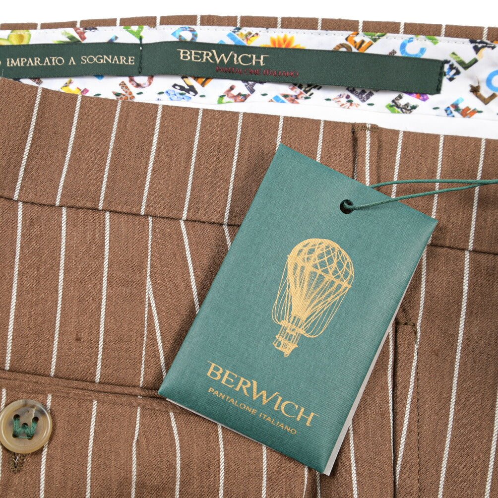 BERWICH “BARBER” リヨセル混リネン ツータックスラックス ブラウン(brown) 52 | GUARDAROBA MILANO OFFICIAL STORE