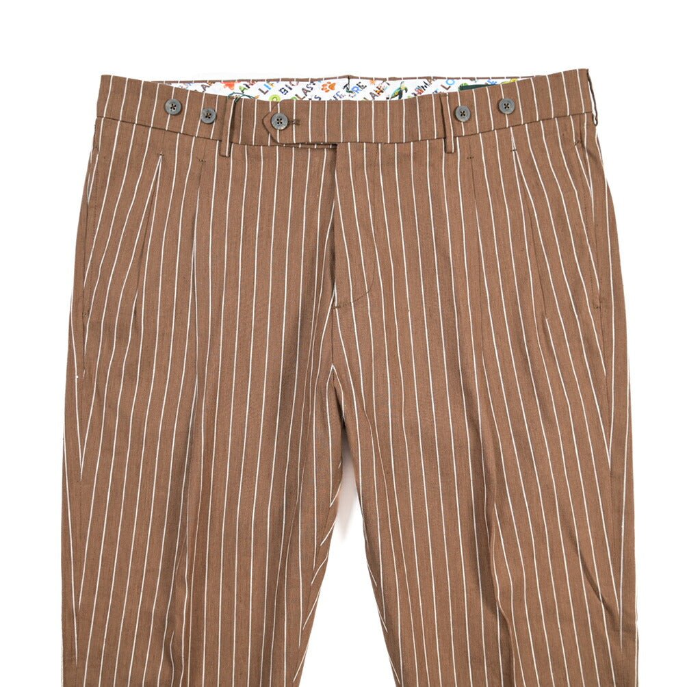 BERWICH “BARBER” リヨセル混リネン ツータックスラックス ブラウン(brown) 52 | GUARDAROBA MILANO OFFICIAL STORE