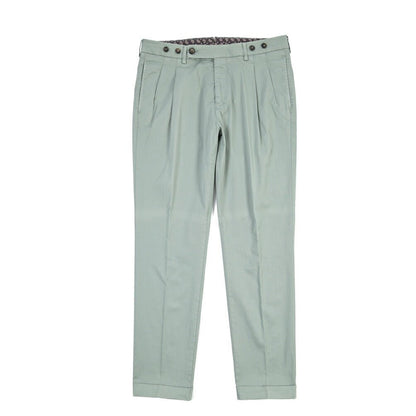 BERWICH “BARBER-GD” ストレッチコットン ツータックチノパンツ グリーン(salvia821) 46 | GUARDAROBA MILANO OFFICIAL STORE