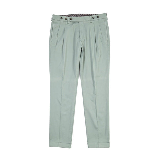 BERWICH “BARBER-GD” ストレッチコットン ツータックチノパンツ グリーン(salvia821) 46 | GUARDAROBA MILANO OFFICIAL STORE