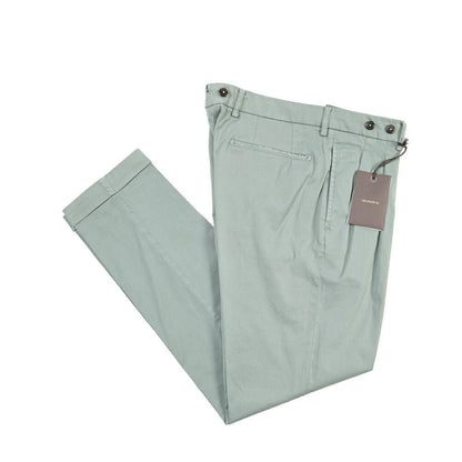 BERWICH “BARBER-GD” ストレッチコットン ツータックチノパンツ グリーン(salvia821) 46 | GUARDAROBA MILANO OFFICIAL STORE