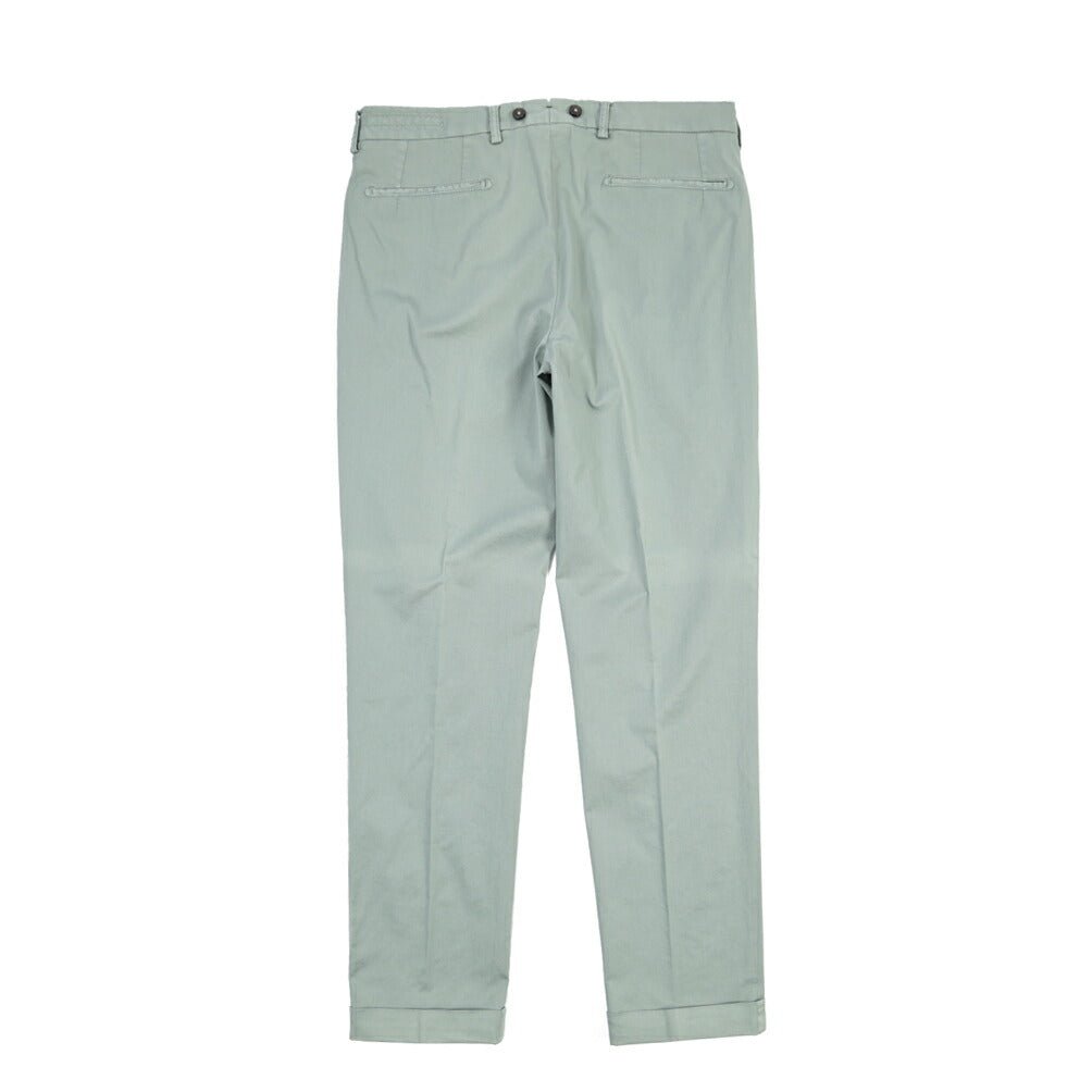 BERWICH “BARBER-GD” ストレッチコットン ツータックチノパンツ グリーン(salvia821) 46 | GUARDAROBA MILANO OFFICIAL STORE