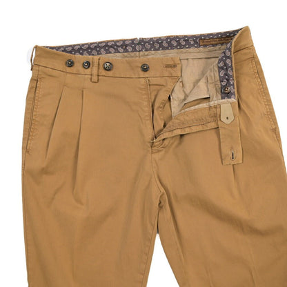 BERWICH “BARBER-GD” ストレッチコットン ツータックチノパンツ ブラウン(tabacco280) 46 | GUARDAROBA MILANO OFFICIAL STORE