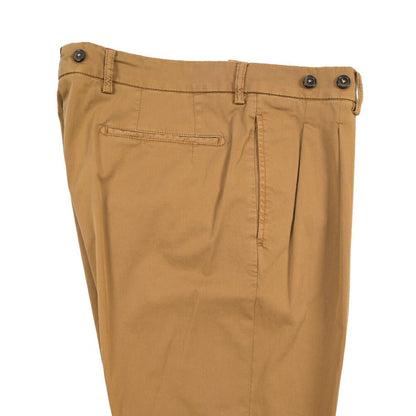 BERWICH “BARBER-GD” ストレッチコットン ツータックチノパンツ ブラウン(tabacco280) 46 | GUARDAROBA MILANO OFFICIAL STORE