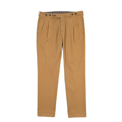 BERWICH “BARBER-GD” ストレッチコットン ツータックチノパンツ ブラウン(tabacco280) 46 | GUARDAROBA MILANO OFFICIAL STORE