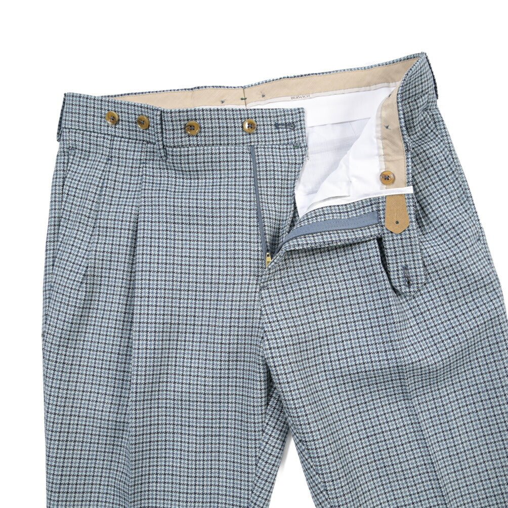 BERWICH “BARBER LONG” ヴァージンウール100% ツータックスラックス ブルー(sky) 46 | GUARDAROBA MILANO OFFICIAL STORE