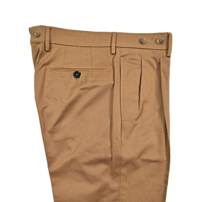 BERWICH "BARBER LONG" ストレッチコットン ツータックパンツ ブラウン(khaki) 46 | GUARDAROBA MILANO OFFICIAL STORE