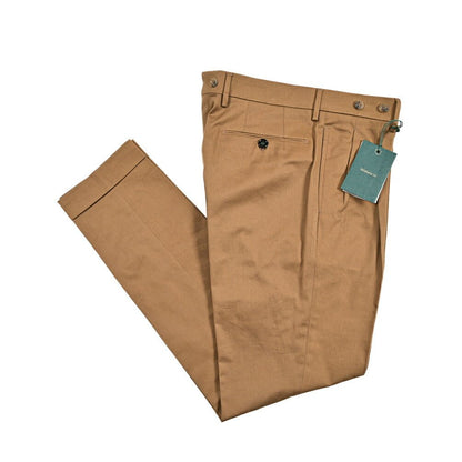 BERWICH "BARBER LONG" ストレッチコットン ツータックパンツ ブラウン(khaki) 46 | GUARDAROBA MILANO OFFICIAL STORE