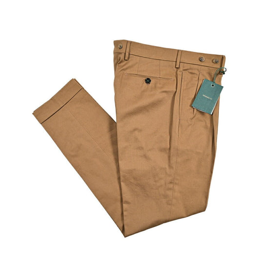 BERWICH "BARBER LONG" ストレッチコットン ツータックパンツ ブラウン(khaki) 46 | GUARDAROBA MILANO OFFICIAL STORE
