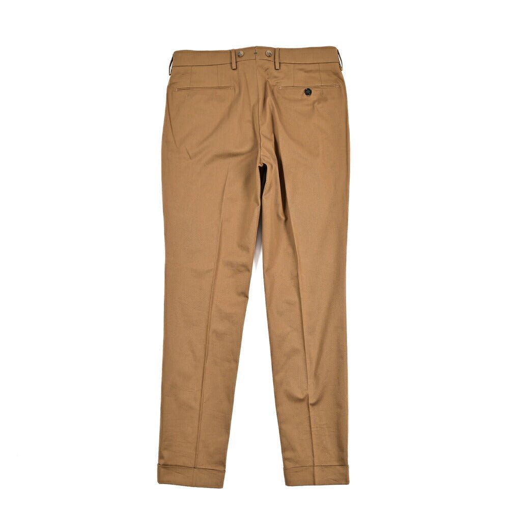 BERWICH "BARBER LONG" ストレッチコットン ツータックパンツ ブラウン(khaki) 46 | GUARDAROBA MILANO OFFICIAL STORE