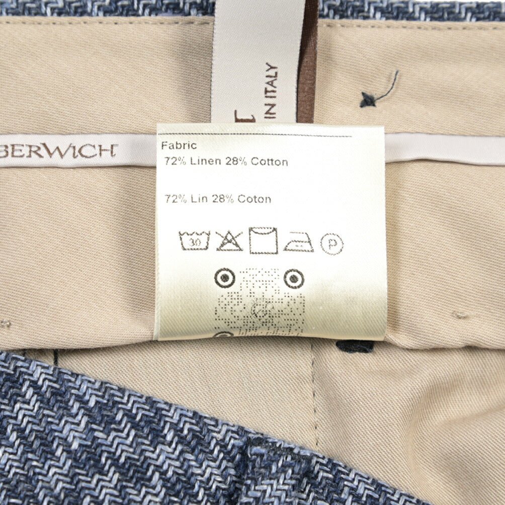 BERWICH “BARBER LONG” コットン混リネン ツータックパンツ ネイビー(blue) 46 | GUARDAROBA MILANO OFFICIAL STORE
