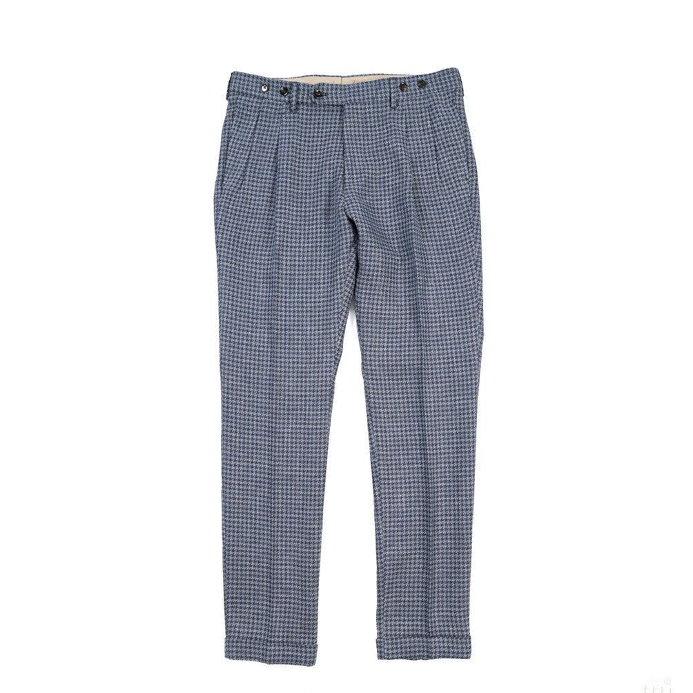 BERWICH “BARBER LONG” コットン混リネン ツータックパンツ ネイビー(blue) 46 | GUARDAROBA MILANO OFFICIAL STORE