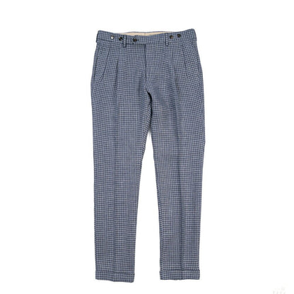 BERWICH “BARBER LONG” コットン混リネン ツータックパンツ ネイビー(blue) 46 | GUARDAROBA MILANO OFFICIAL STORE