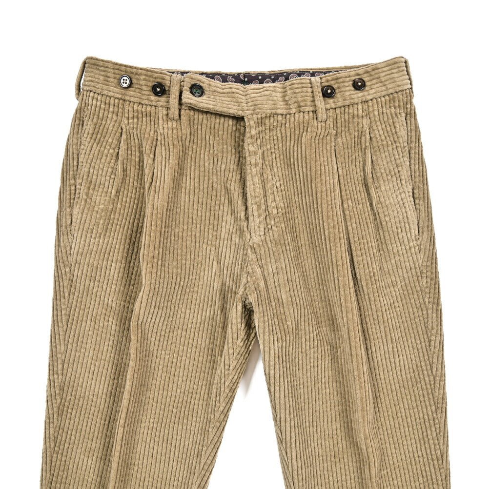 BERWICH “BARBER LONG - GD” コットン100% 太畝コーデュロイツータックパンツ ライトブラウン(ds591) 46 | GUARDAROBA MILANO OFFICIAL STORE