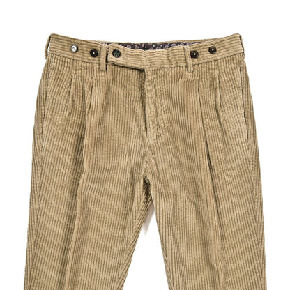 BERWICH “BARBER LONG - GD” コットン100% 太畝コーデュロイツータックパンツ ライトブラウン(ds591) 46 | GUARDAROBA MILANO OFFICIAL STORE