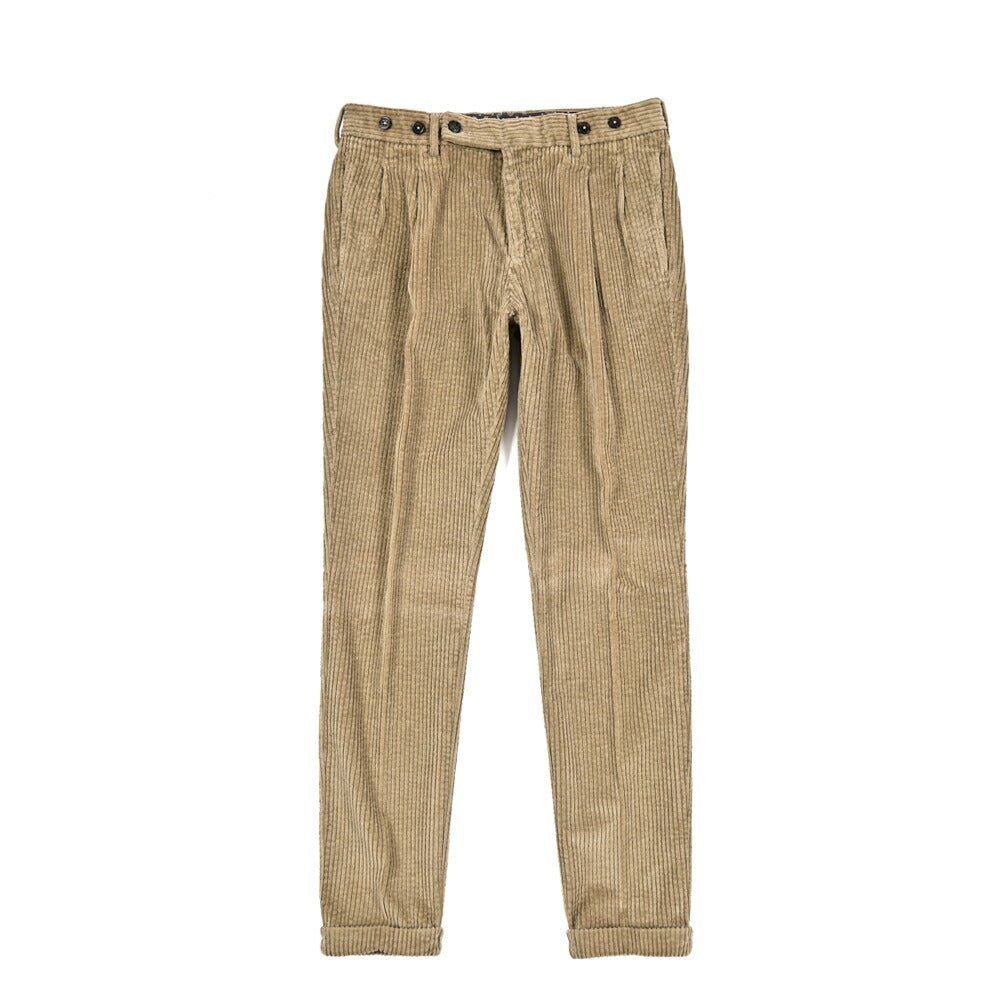 BERWICH “BARBER LONG - GD” コットン100% 太畝コーデュロイツータックパンツ ライトブラウン(ds591) 46 | GUARDAROBA MILANO OFFICIAL STORE