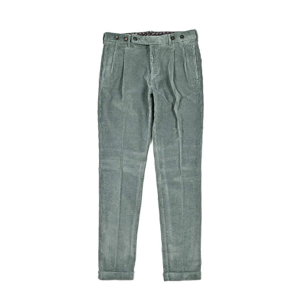 BERWICH “BARBER LONG - GD” コットン100% 太畝コーデュロイツータックパンツ グリーン(ds1471) 44 | GUARDAROBA MILANO OFFICIAL STORE