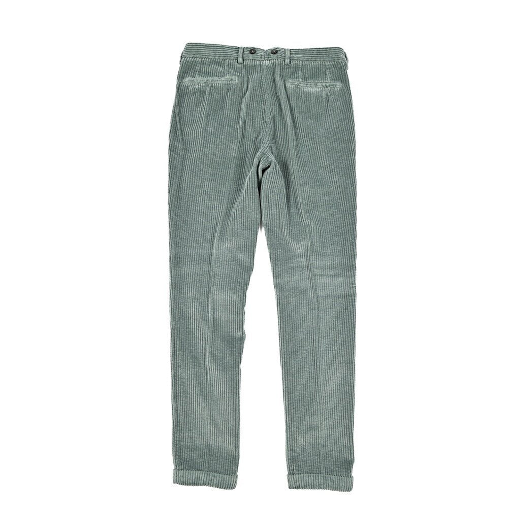 BERWICH “BARBER LONG - GD” コットン100% 太畝コーデュロイツータックパンツ グリーン(ds1471) 44 | GUARDAROBA MILANO OFFICIAL STORE