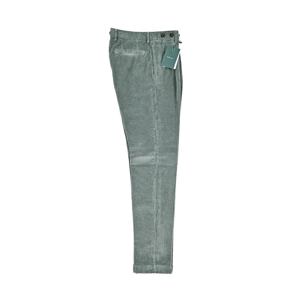 BERWICH “BARBER LONG - GD” コットン100% 太畝コーデュロイツータックパンツ グリーン(ds1471) 44 | GUARDAROBA MILANO OFFICIAL STORE