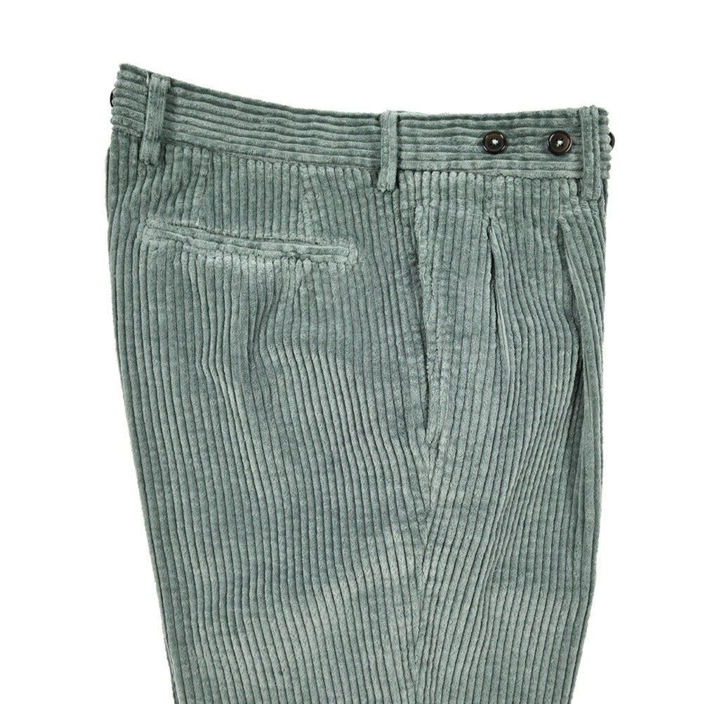 BERWICH “BARBER LONG - GD” コットン100% 太畝コーデュロイツータックパンツ グリーン(ds1471) 44 | GUARDAROBA MILANO OFFICIAL STORE