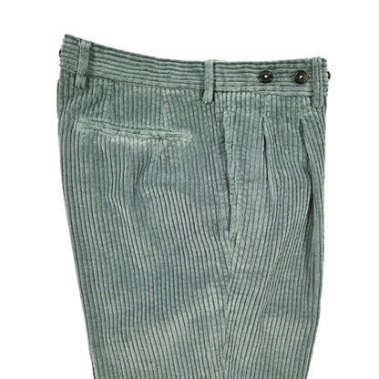 BERWICH “BARBER LONG - GD” コットン100% 太畝コーデュロイツータックパンツ グリーン(ds1471) 44 | GUARDAROBA MILANO OFFICIAL STORE