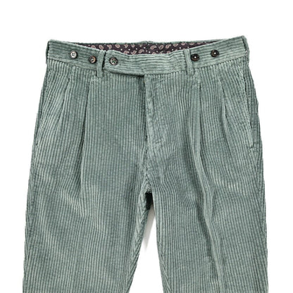 BERWICH “BARBER LONG - GD” コットン100% 太畝コーデュロイツータックパンツ グリーン(ds1471) 44 | GUARDAROBA MILANO OFFICIAL STORE