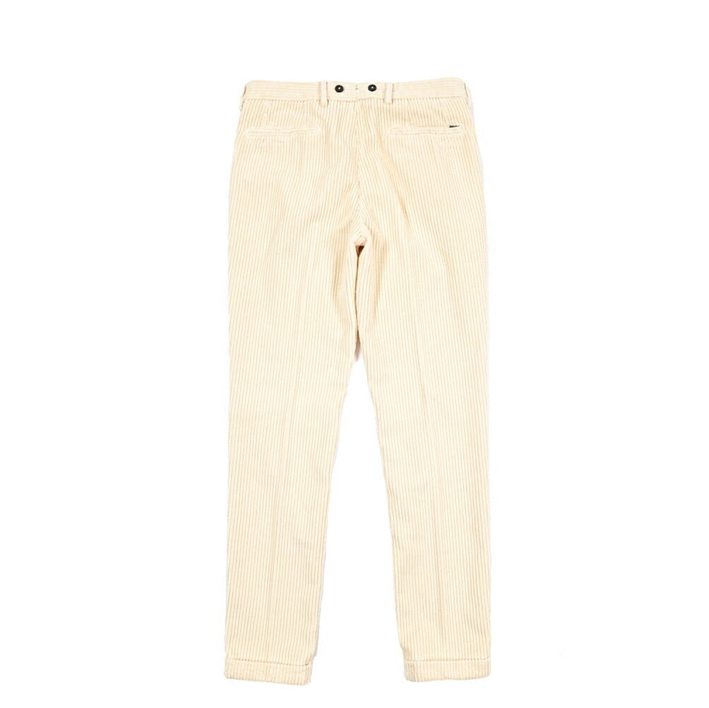 BERWICH “BARBER LONG - GD” コットン100% 太畝コーデュロイツータックパンツ ホワイト(ds800) 44 | GUARDAROBA MILANO OFFICIAL STORE