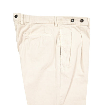 BERWICH “BARBER LONG - GD” ストレッチコットン ツータックパンツ オフホワイト(latte802) 48 | GUARDAROBA MILANO OFFICIAL STORE